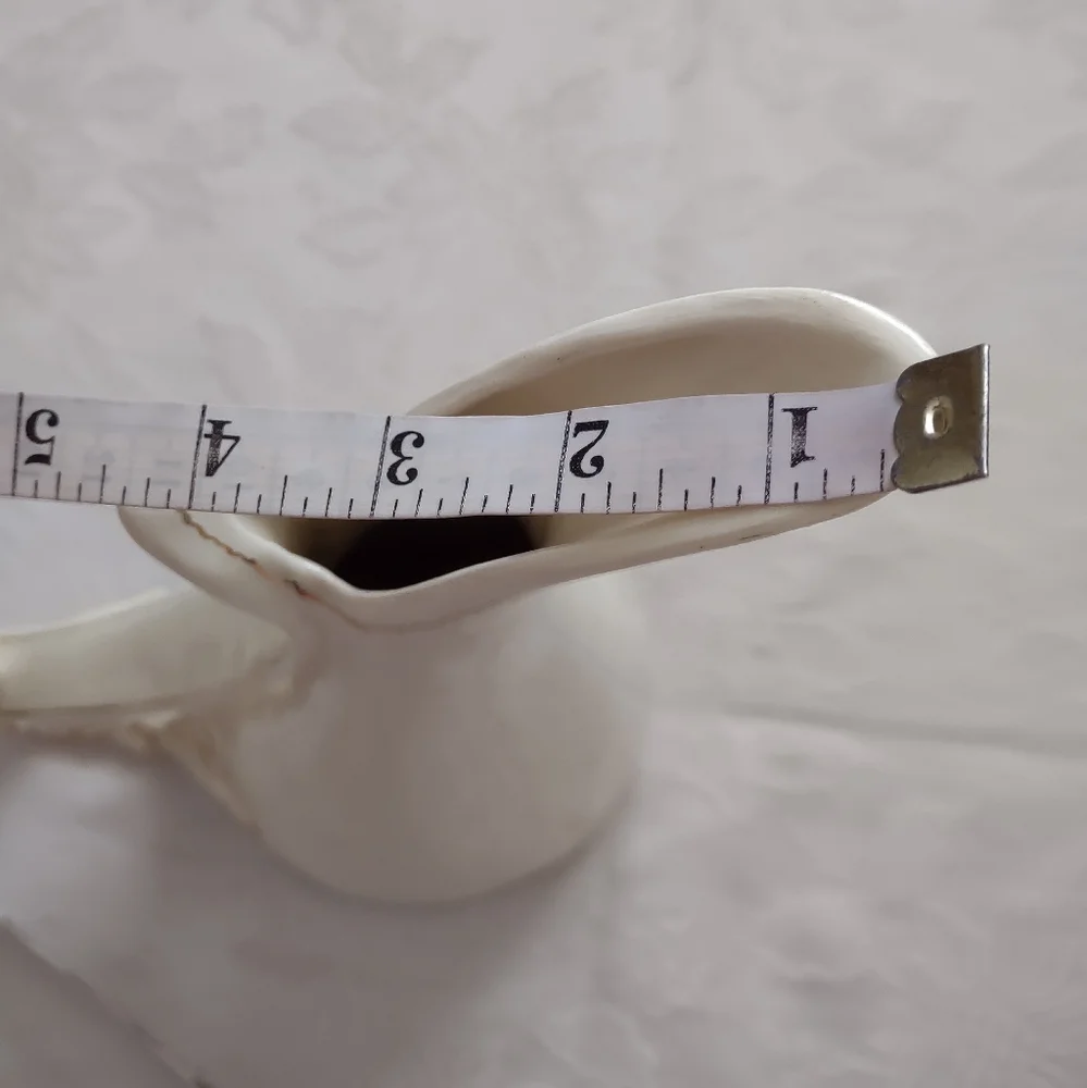 Signed 1961 Vintage Porcelain Gold Trim Elongated Spout Handle Pitcher